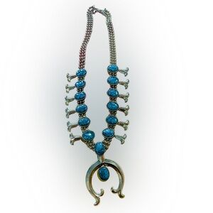 “Goldette” signed vintage blossom turquoise necklace